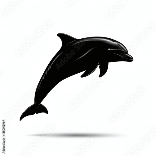 Dolphin Silhouette Isolated on White Background