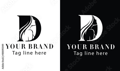 D letter beauty logo-modern cosmetic and personal care branding