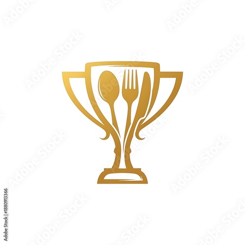 Culinary Excellence Award - Golden Trophy with Utensils for Gastronomy.