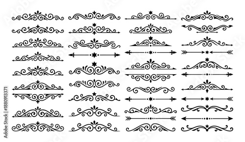 Collection of ornate decorative swirls and borders