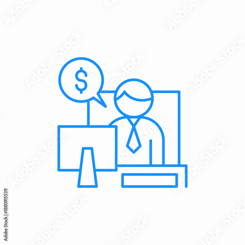 financial officer monitoring icon sign vector