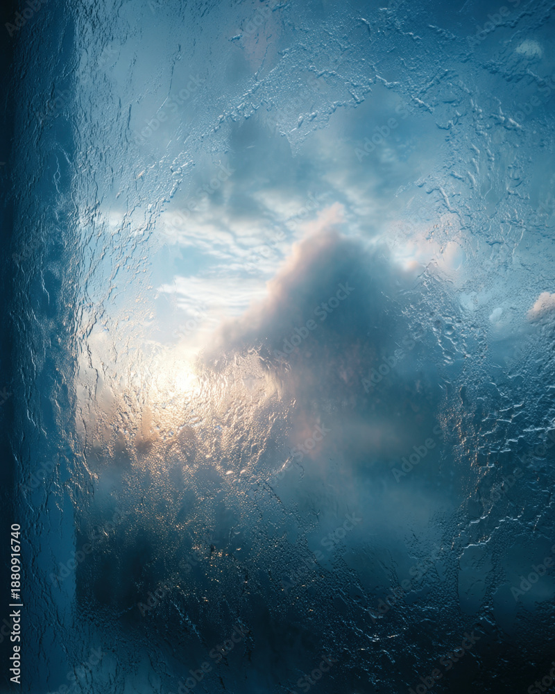 Fototapeta premium Steamy glass texture with soft-edged clear patch and smooth misty fade gradients