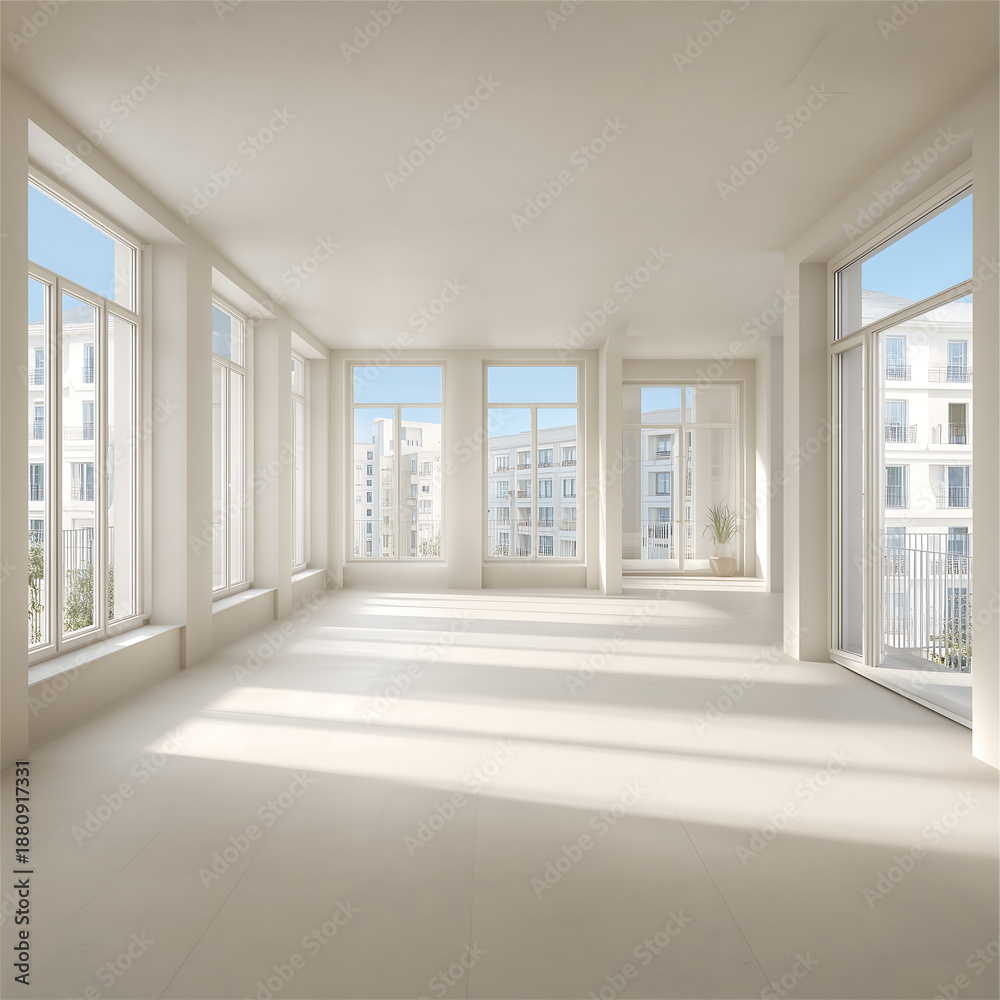 Fototapeta premium Photorealistic Minimal White Interior Background with Copy Space