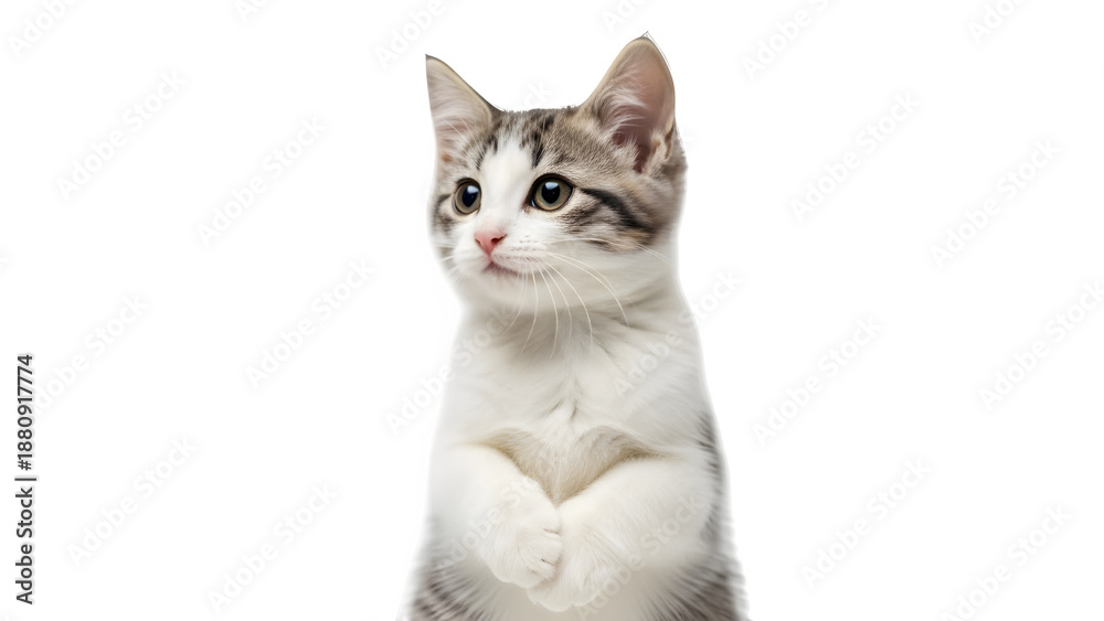 Fototapeta premium Cute cat isolated on transparent background looking cute