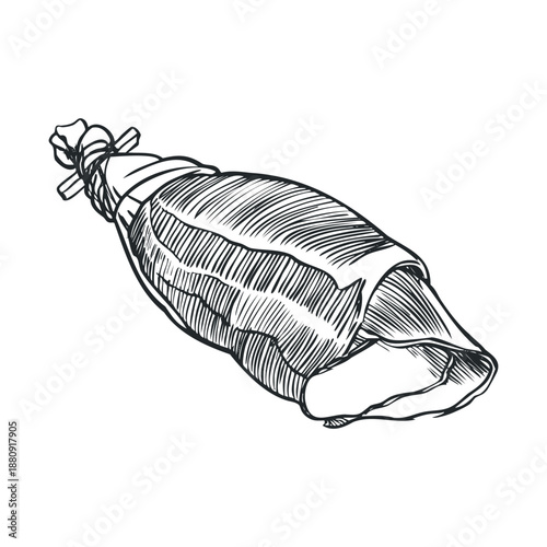 Traditional Mexican tamale food wrapped in husk, hand-drawn in a vintage engraving style, showcasing authentic culinary heritage and delicious flavor.