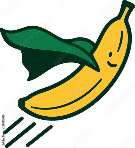 Superhero Banana Vector Cartoon Fruit with Cape
