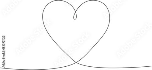 Minimalist continuous line drawing of a single, unbroken heart shape elegantly formed from one continuous black stroke centered against a clean white background illustrating universal affection.