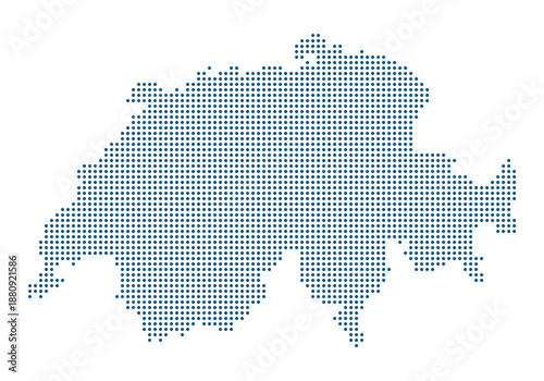 Switzerland Blue Dotted Vector Map with Transparent Background for Blockchain Tech. Swiss map dotted style.