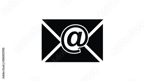 Blocked email symbol with at sign and crossed lines a dark silhouette