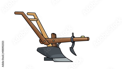 Plow illustration, vector style graphic, agriculture tool, farming equipment, cultivation, harvest