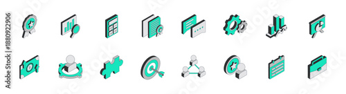 Set of Business Isometric Icons 