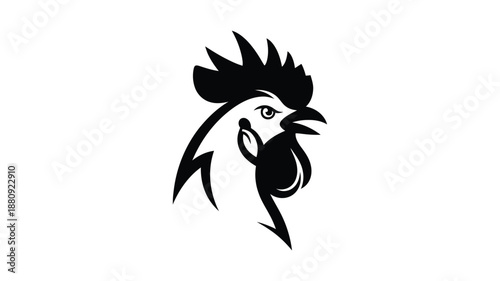 a black and white rooster head silhouette