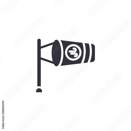 Windsock icon indicating wind direction and speed measurement, commonly used for aviation, weather stations, and meteorological forecasts.