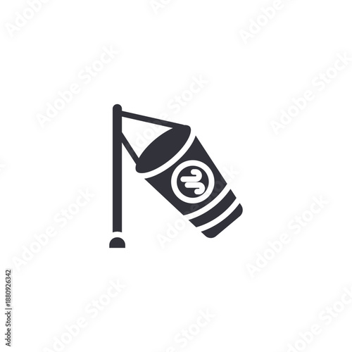 Windsock variation icon showing wind intensity and direction, suitable for aviation weather reports and storm monitoring graphics.