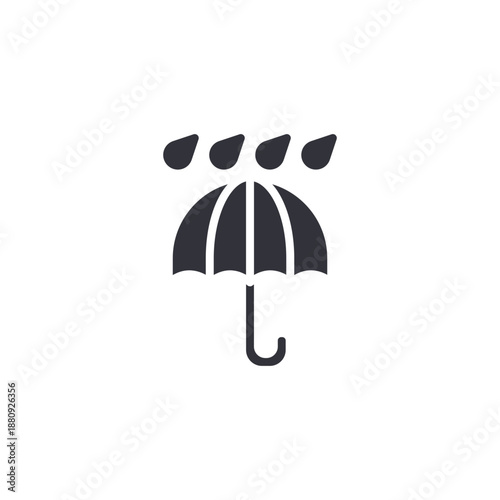 Umbrella under rain cloud icon representing rainy season, heavy showers, wet weather forecast, and daily precipitation alert.