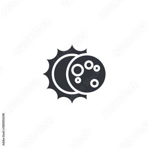 Sun and moon combined icon representing day and night weather cycle, climate balance, seasonal change, and meteorological concept.