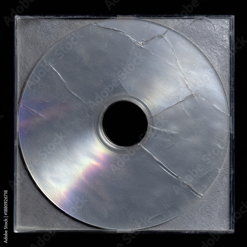 old compact disc jewel case with scratches and cracks, isolated object