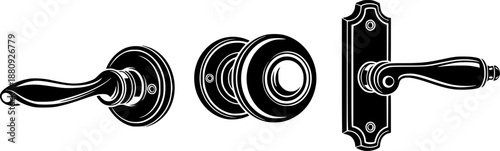 Vintage Door Hardware Illustrations: Lever, Knob, and Handle Designs
