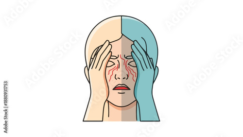 Headache Illustration, Vector Style Graphic, for Health and Medical Concepts