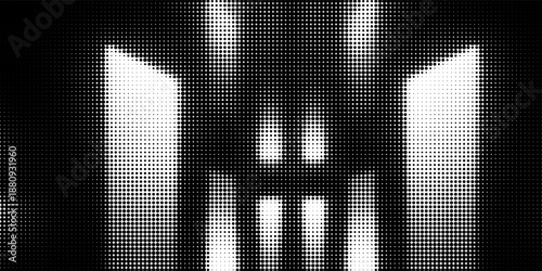 One way vision effected background. Black and white points pattern. Vector background