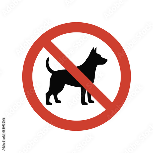 No dogs allowed A red prohibition sign with a dog silhouette