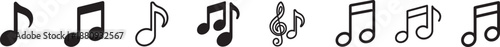 Music notes icon set with musical note symbols in clean vector EPS style, isolated on white background.