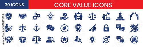 Core Value Fill Color Icon Set Integrity Concepts