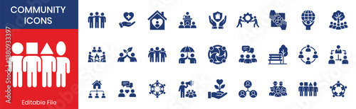 Community Fill Color Icon Set People Group Concepts