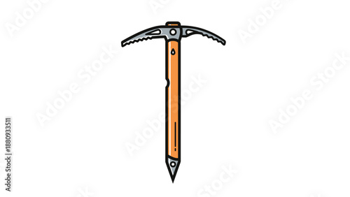 Illustration of an ice axe on a white background.