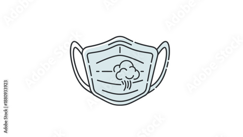 Face mask with cloud symbol indicating protection against viruses.