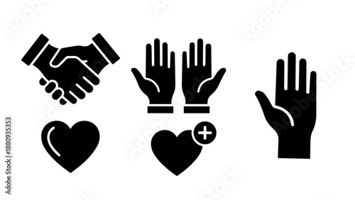 Symbols of care and support isolated on white background, Vector