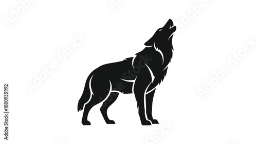 A majestic wolf howling at the moon a striking black silhouette