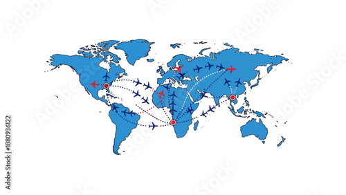 Global travel routes image, vector illustration, world map, transportation, business concept, international, logistics