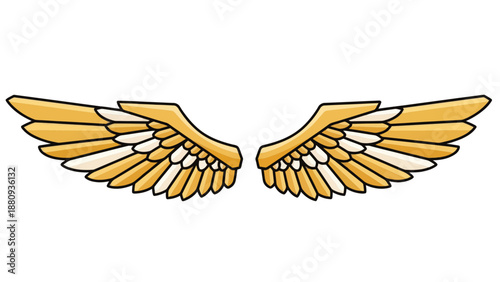 Golden Wings Vector Illustration, Symbol of Freedom, Design Element, Decorative Graphic