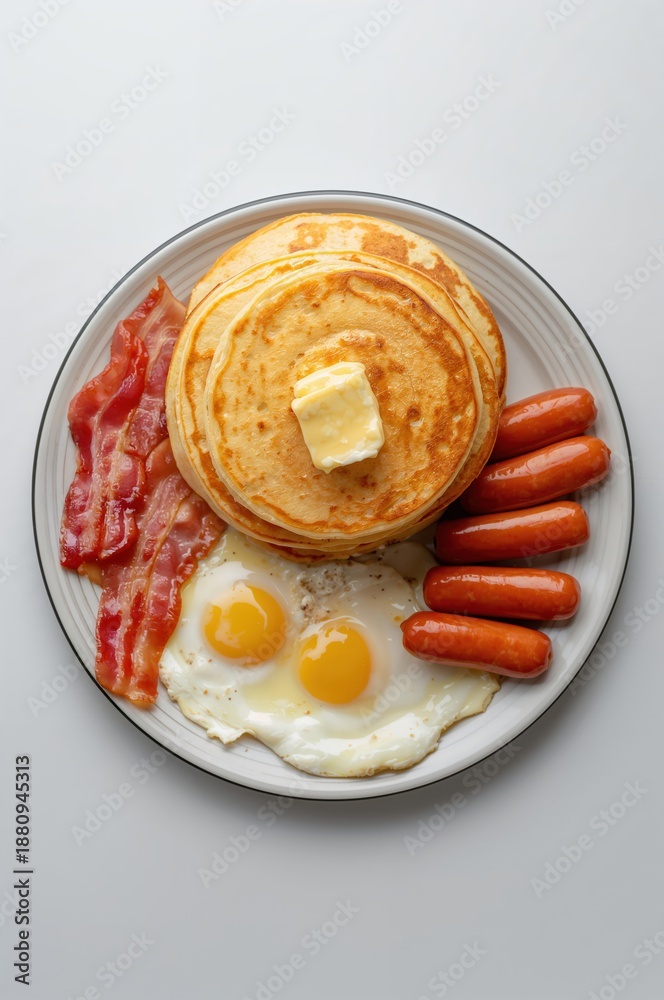 custom made wallpaper toronto digitalFull American breakfast plate with pancakes butter fried eggs bacon and sausages
