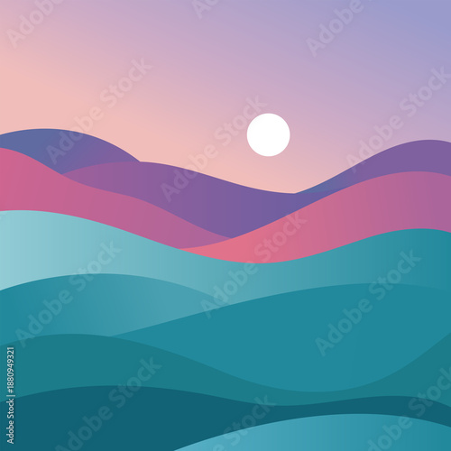 Landscape illustration , nature landscape background.wall art vector. Foliage line art drawing with abstract shape.Plant Art design for print, cover, wallpaper, Minimal and natural wall.