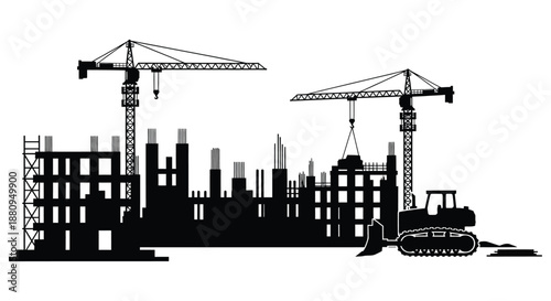 construction site with cranes and building silhouette high quality professional detailed modern elegant stylish clean crisp vibrant colorful digital creative innovative