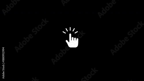 Animation of a looping finger-shaped mouse pointer with transparent background and a green background.