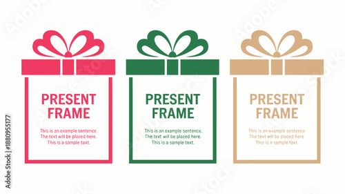 Festive gift boxes with ribbon and space for text messages for celebrations and events