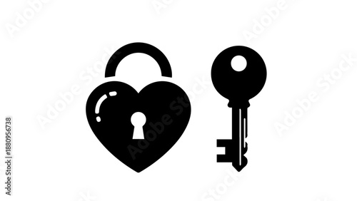 Unlocked heart with key isolated on white background, Vector