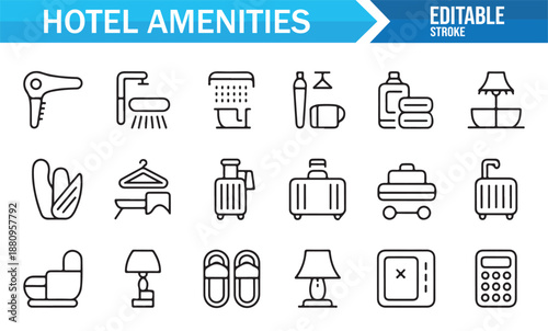 Editable hotel amenities icons for booking apps and websites