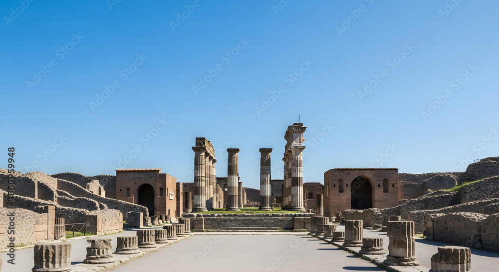 Naklejka premium Ancient Roman ruins of the Temple of Jupiter columns in the Foru