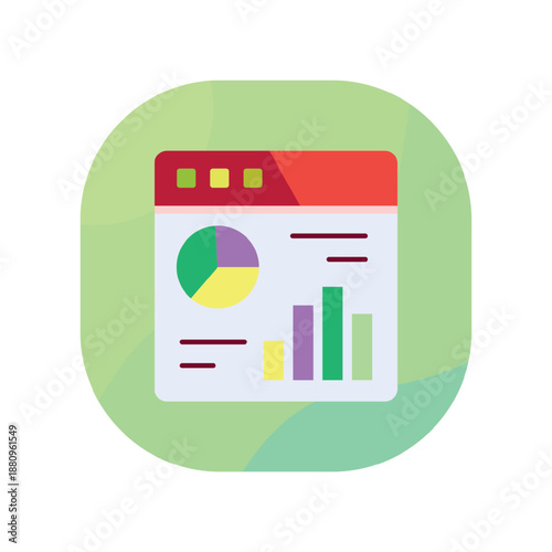 Data analytics dashboard screen with pie chart and bar graph visualization