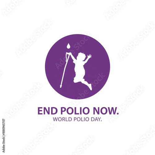 End polio now with World Polio Day awareness campaign symbol