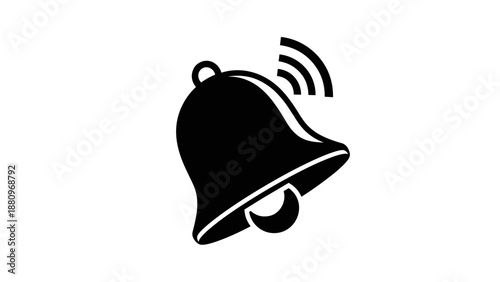 Black Bell Icon Ringing Notification Symbol.
