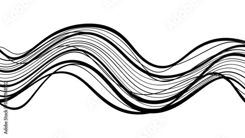 Black Wavy Lines on White Background.