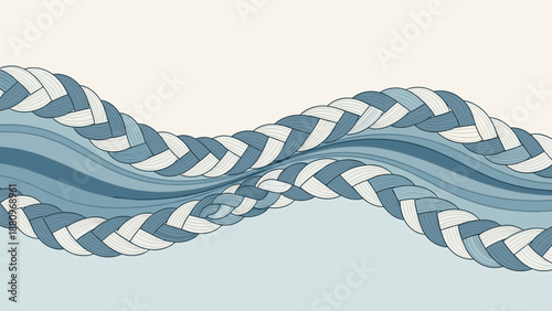 Blue and White Rope Twisted Together.