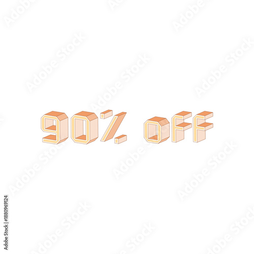 90% 3D Percentage Discount Sale Labels Set for Retail and Ecommerce Promotions vector eps file