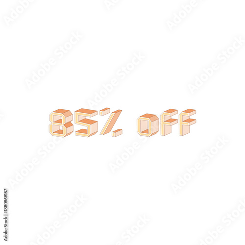 85% 3D Percentage Discount Sale Labels Set for Retail and Ecommerce Promotions vector eps file