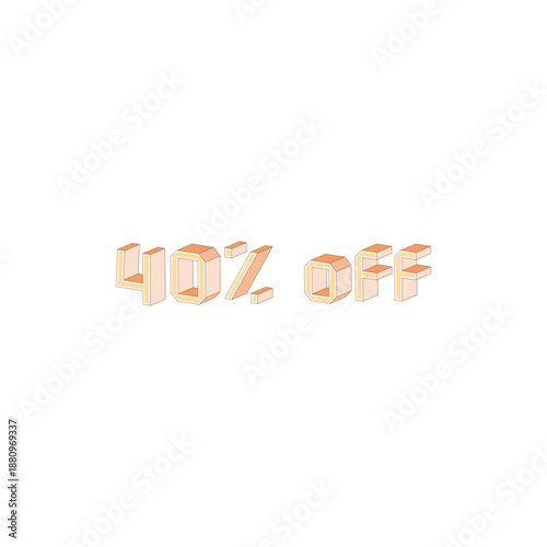40% 3D Percentage Discount Sale Labels Set for Retail and Ecommerce Promotions vector eps file